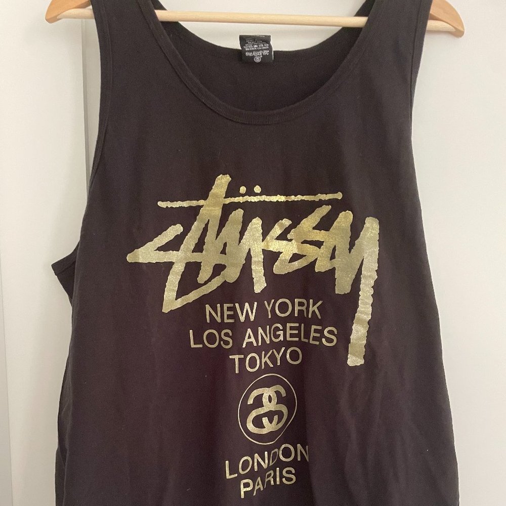 Stussy Men's Tank Top Black & Gold